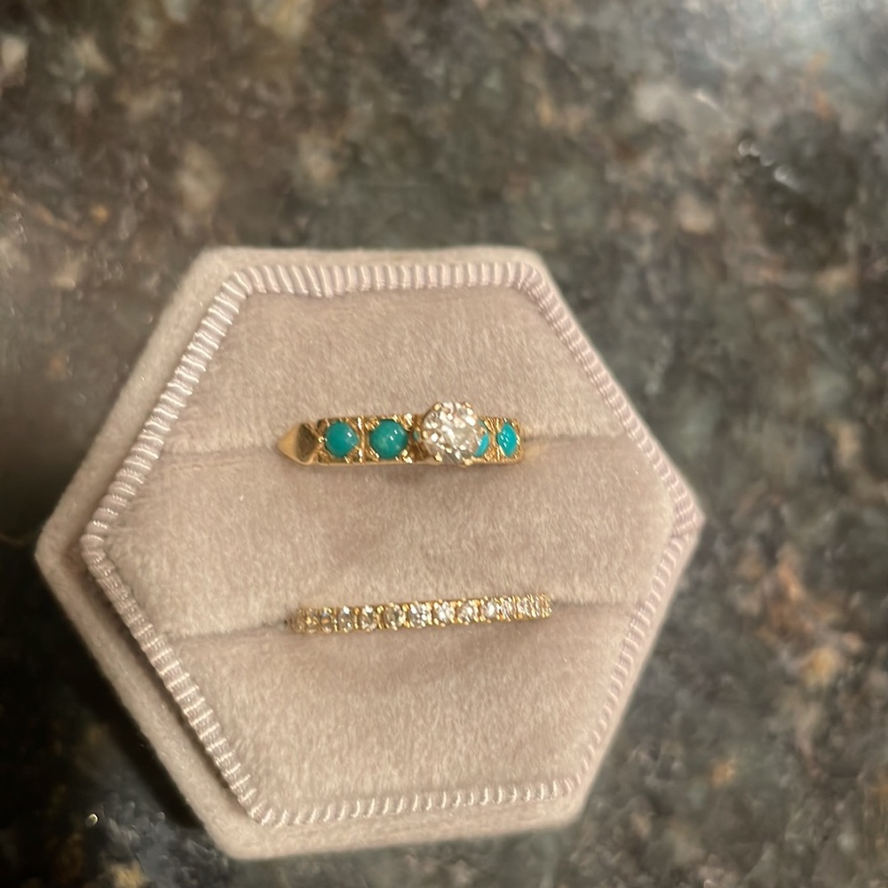 Caitlin Mocuin NYC 💎 Diamond and Turquoise in 14k with 1/4 ct center stone